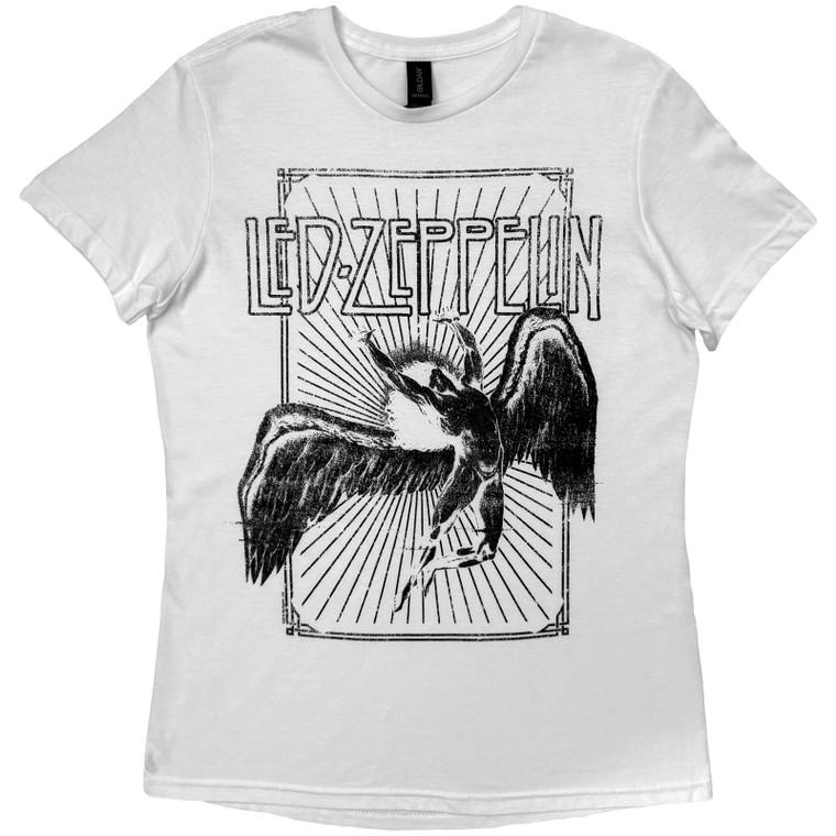 Led Zeppelin Ladies T-Shirt: Icarus Burst (White)