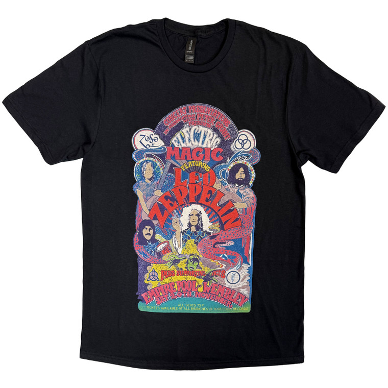 Led Zeppelin Unisex T-Shirt: Full Colour Electric Magic (Black)