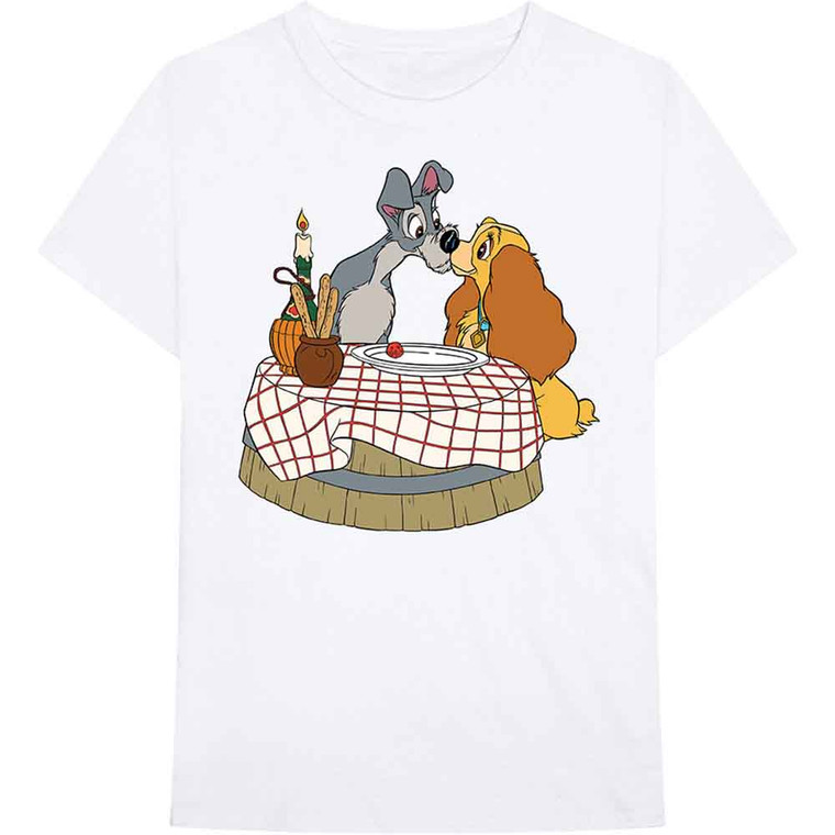 The Lady & The Tramp Unisex T-Shirt: Kissing Pose (White)