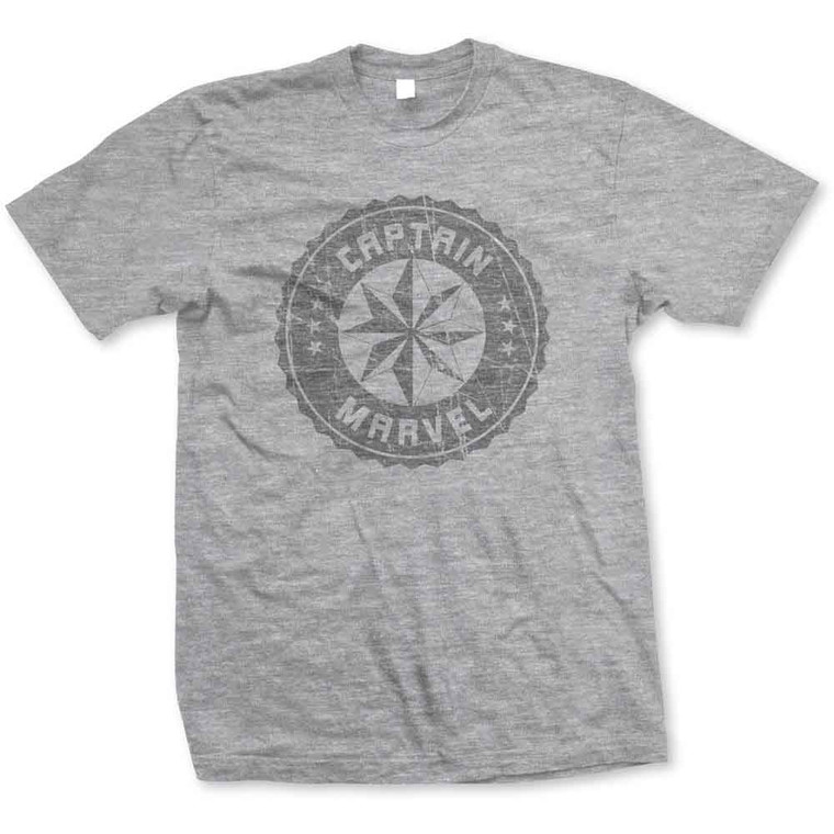 Marvel Comics Unisex T-Shirt: Captain Marvel Grey Circle (Grey)