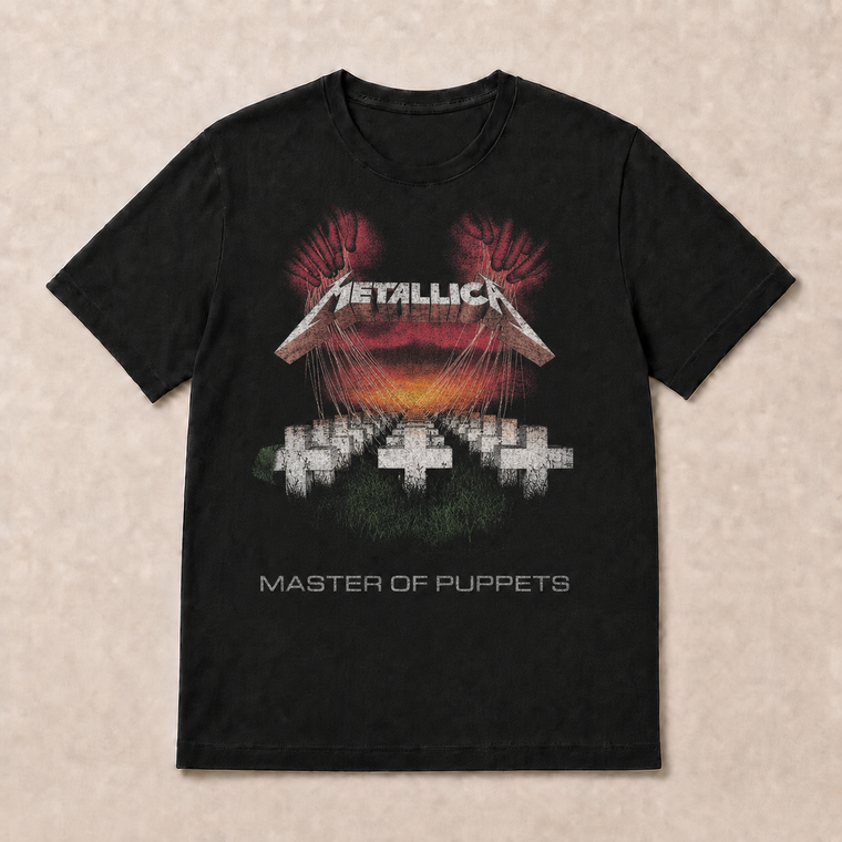 Metallica Unisex T-Shirt: Master of Puppets European Tour '86. (Black) (Back Print)