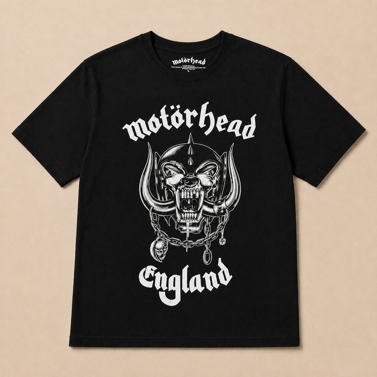 Motorhead Unisex T-Shirt: England (Black) (Back Print)