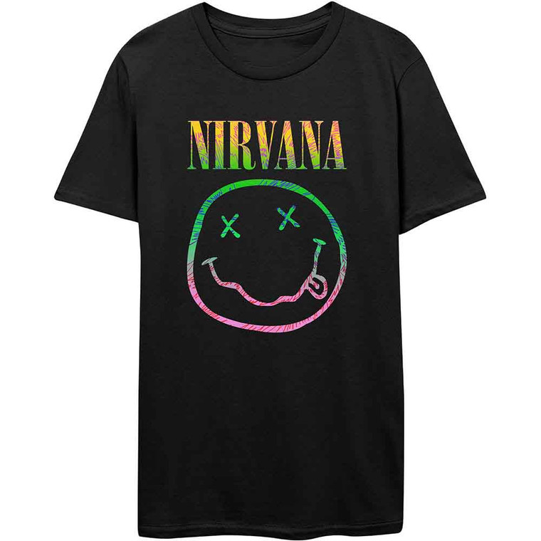 Nirvana Unisex T-Shirt: Sorbet Ray Happy Face (Black)