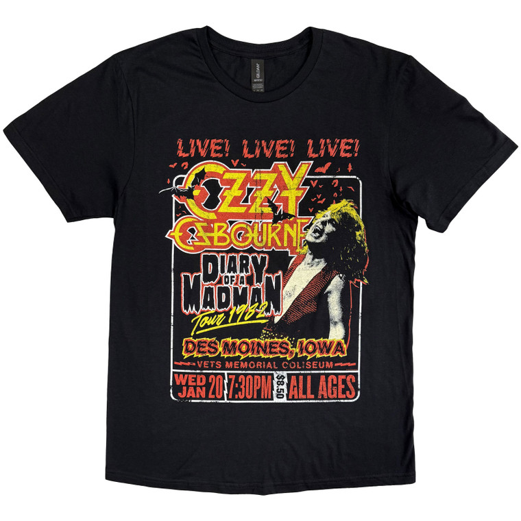 Ozzy Osbourne Unisex T-Shirt: Diary of a Madman Tour (Black)