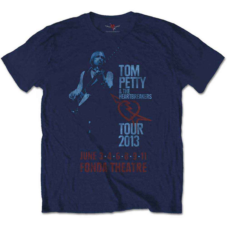 Tom Petty & The Heartbreakers Unisex T-Shirt: Fonda Theatre (Navy Blue)