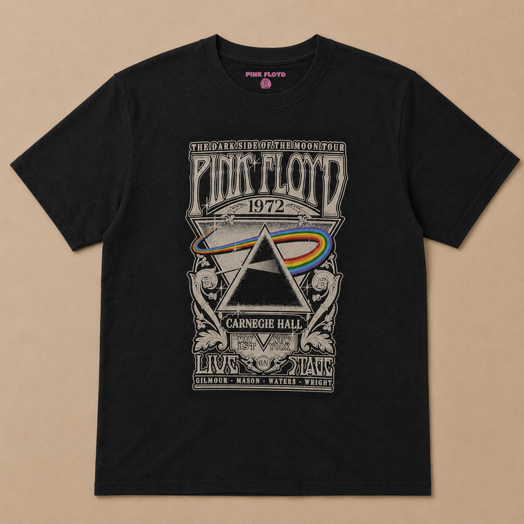 Pink Floyd Unisex T-Shirt: Carnegie Hall Poster (Black)