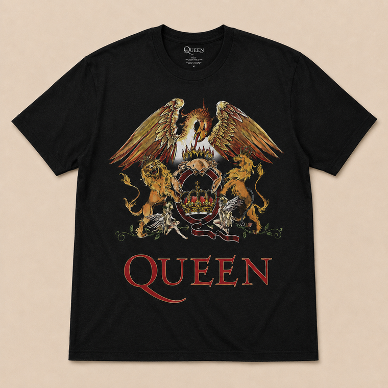 Queen Unisex T-Shirt: Classic Crest (Black)