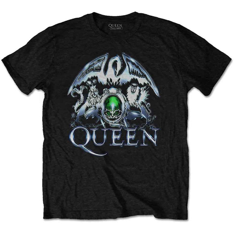 Queen Unisex T-Shirt: Metal Crest (Black)