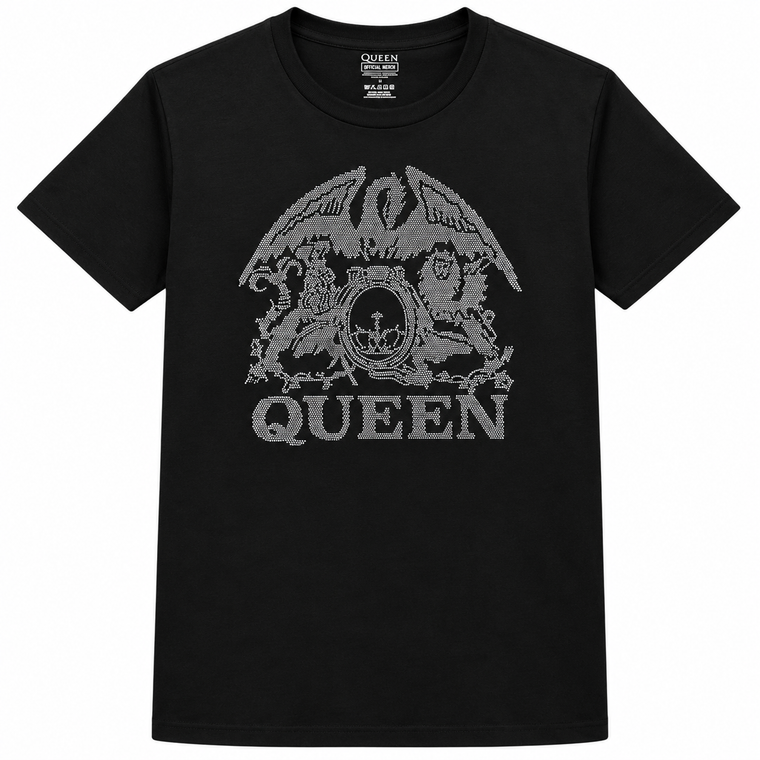 Queen Unisex T-Shirt: Crest (Black) (Embellished)
