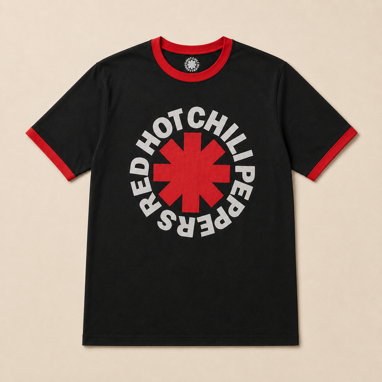 Red Hot Chili Peppers Unisex Ringer T-Shirt: Classic Asterisk (Black)