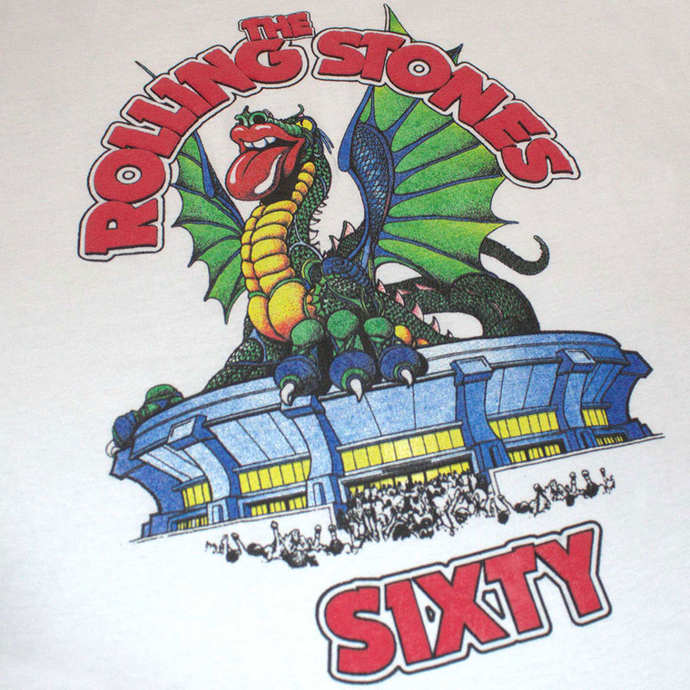 The Rolling Stones Ladies T-Shirt: Sixty Stadium Dragon (White) (Embellished)