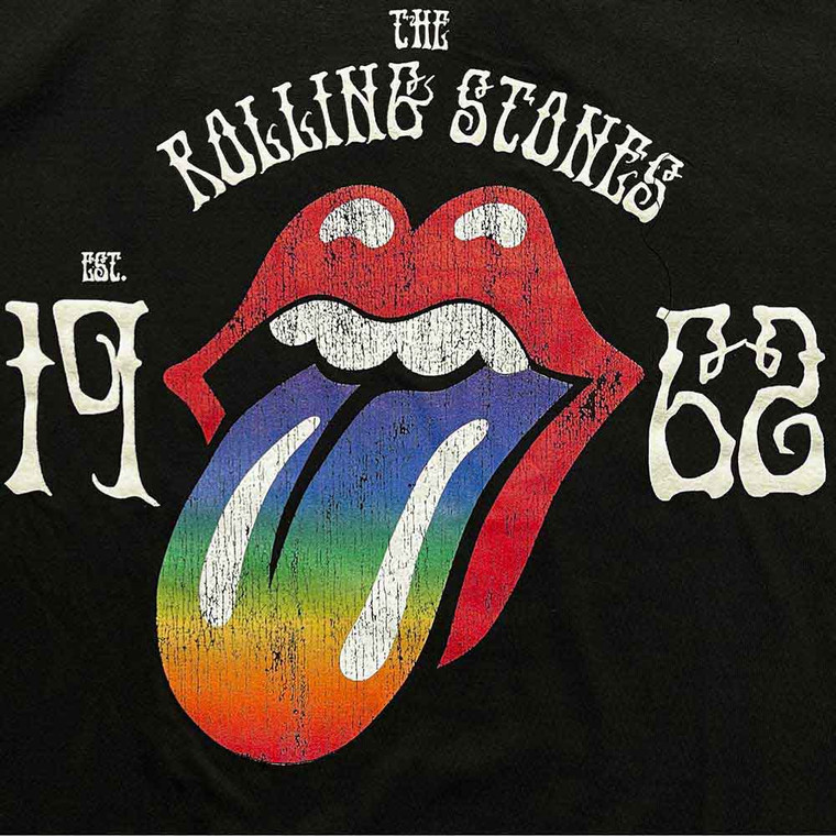 The Rolling Stones Ladies T-Shirt: Sixty Rainbow Tongue '62 (Black) (Embellished)