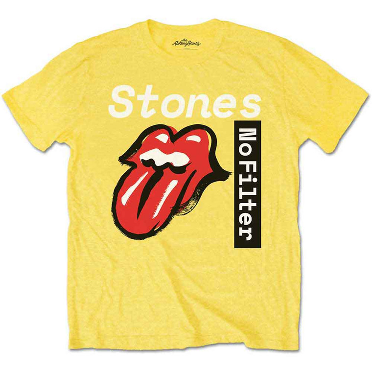 The Rolling Stones Unisex T-Shirt: No Filter Text (Yellow)