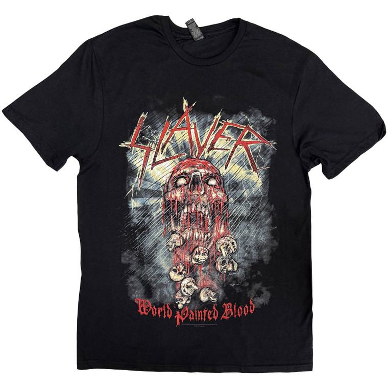 Slayer Unisex T-Shirt: World Painted Blood Skull (Black)