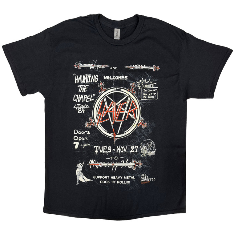 Slayer Unisex T-Shirt: Haunting 84 Flier (Black)