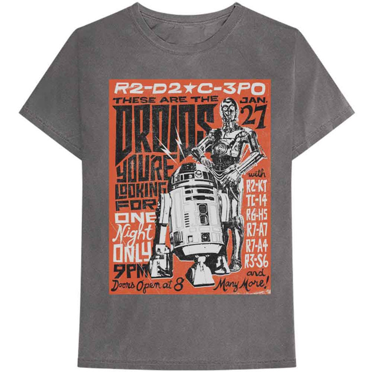 Star Wars Unisex T-Shirt: Droids Rock (Grey)