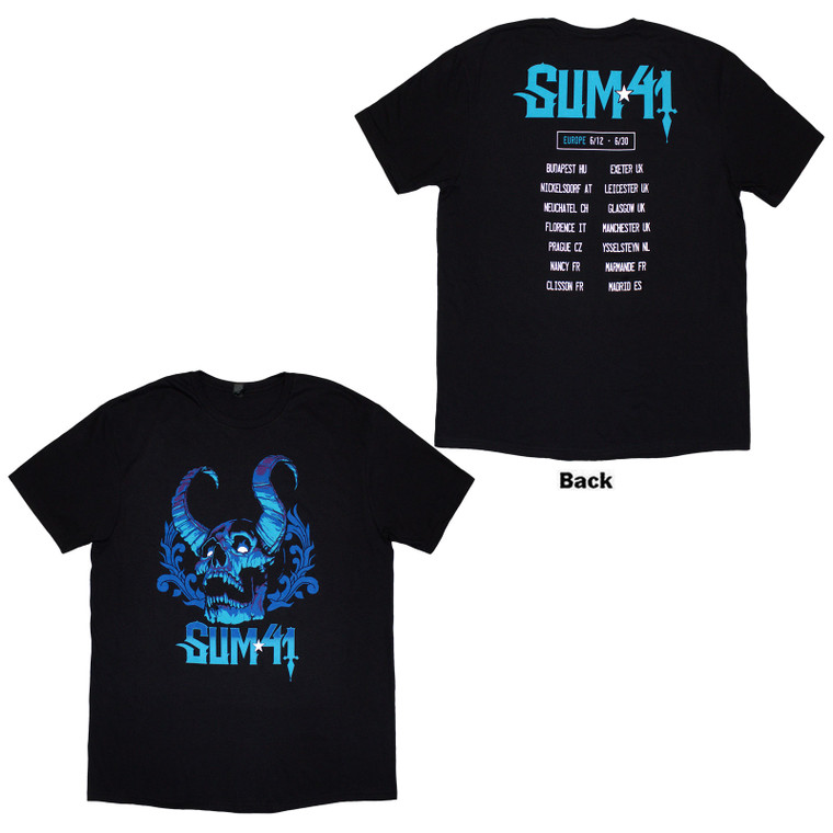 Sum 41 Unisex T-Shirt: Blue Demon (Black) (Back Print)