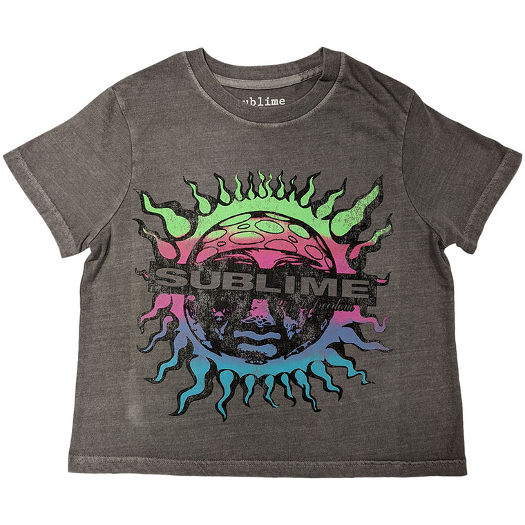Sublime Ladies Crop Top: Gradient Sun (Grey)