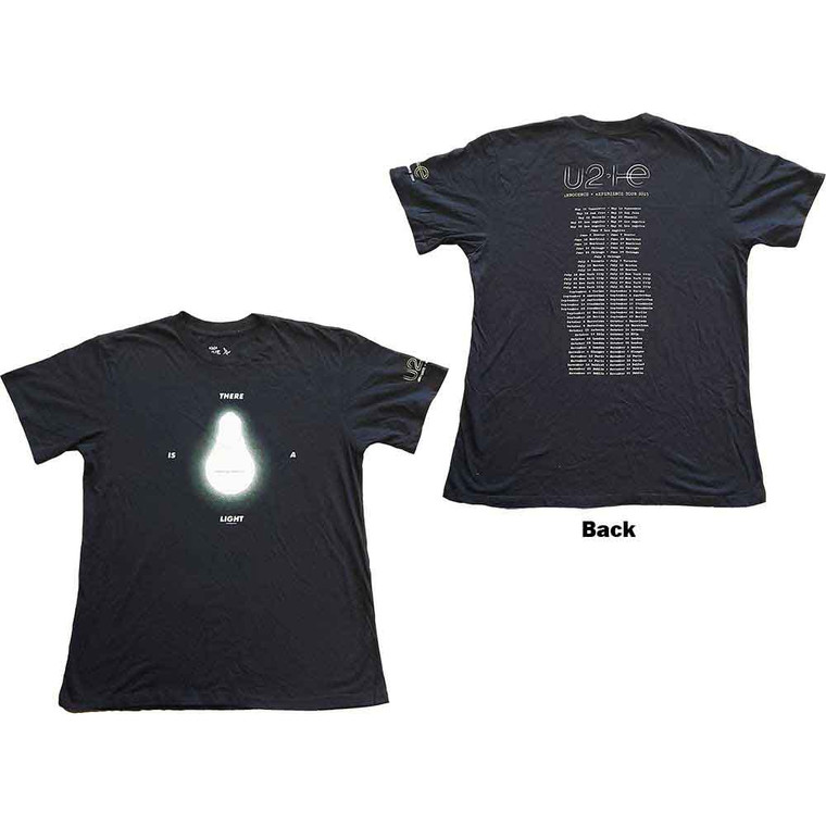 U2 Unisex T-Shirt: I+E Tour 2015 There Is A Light (Black) (Back Print & Ex-Tour)