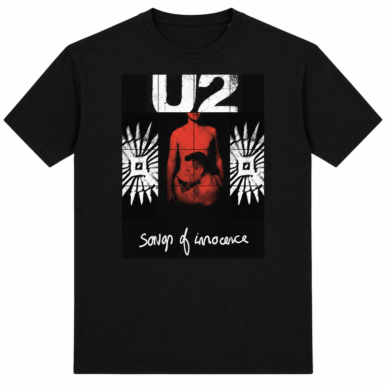 U2 Unisex T-Shirt: Songs of Innocence Red Shade (Black)