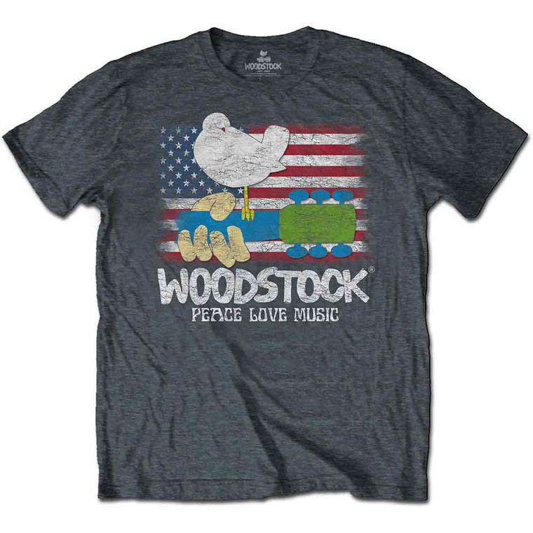 Woodstock Unisex T-Shirt: Flag (Heather Grey)