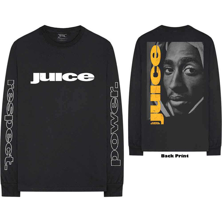 Tupac Unisex Long Sleeve T-Shirt: Respect (Black) (Back & Sleeve Print) (QUARANTINE: APPROVAL ISSUE)