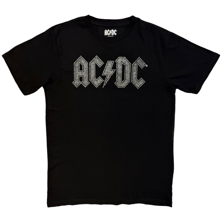 AC/DC Unisex T-Shirt: Logo (Black) (Embellished)
