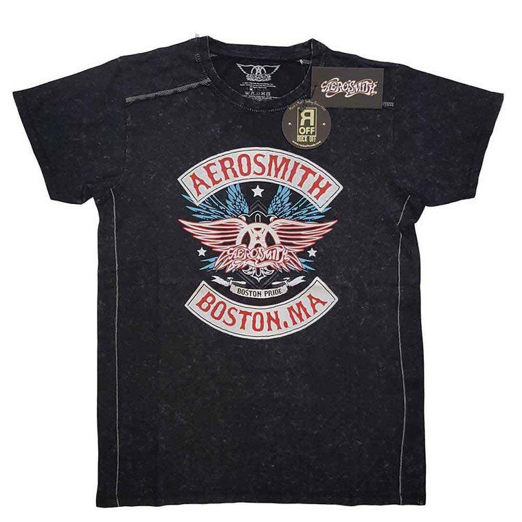 Aerosmith Unisex T-Shirt: Boston Pride (Black) (Wash Collection)