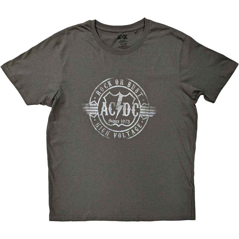 AC/DC Unisex T-Shirt: Rock or Bust (Charcoal Grey)