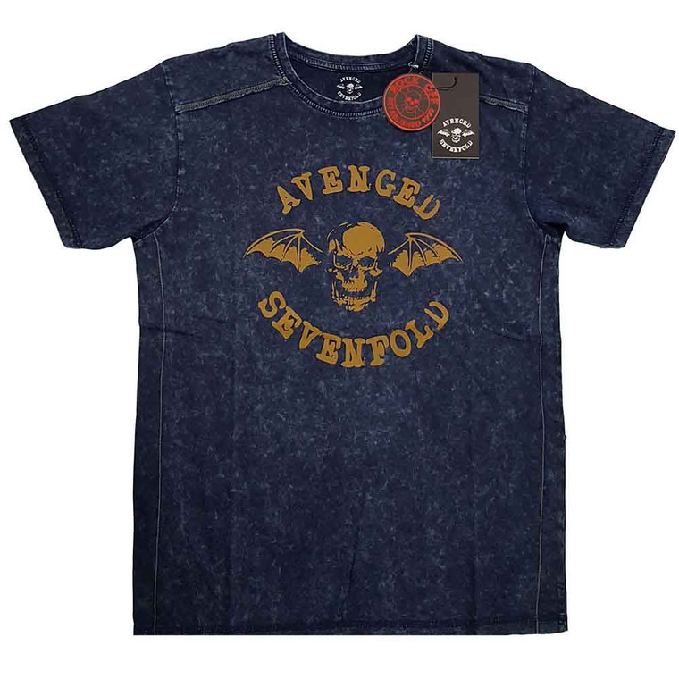 Avenged Sevenfold Unisex T-Shirt: Logo (Navy Blue) (Wash Collection)