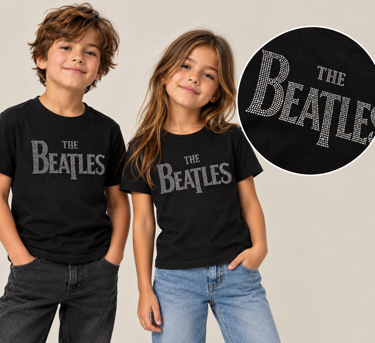 The Beatles Kids T-Shirt: Drop T (Black) (Embellished)