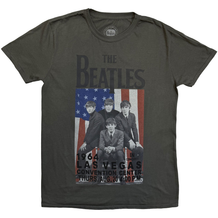 The Beatles Unisex T-Shirt: Flag/Vegas (Grey)