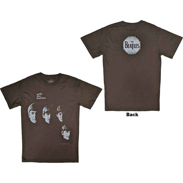 The Beatles Unisex T-Shirt: Vintage With The Beatles (Brown) (Back Print)