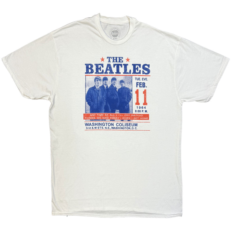 The Beatles Unisex T-Shirt: Washington Coliseum (White) (XX-Large)