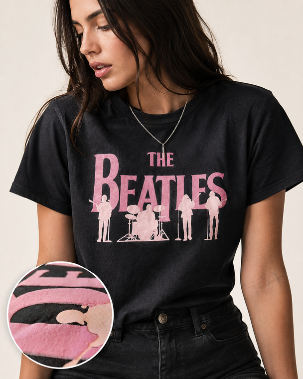 The Beatles Unisex T-Shirt: Band Silhouettes (Black) (Embellished)
