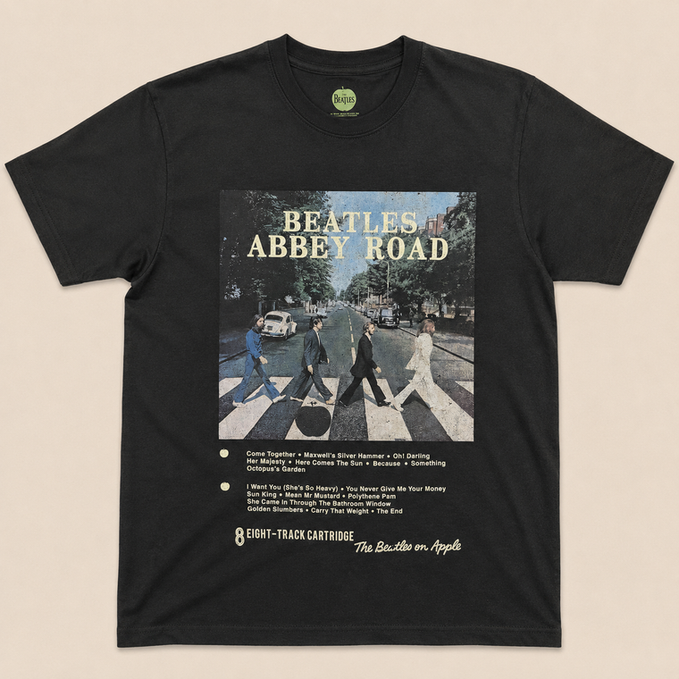 The Beatles Unisex T-Shirt: Abbey Road 8 Track (Black)