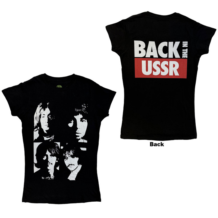 The Beatles Ladies T-Shirt: Back In The USSR (Black) (Back Print)