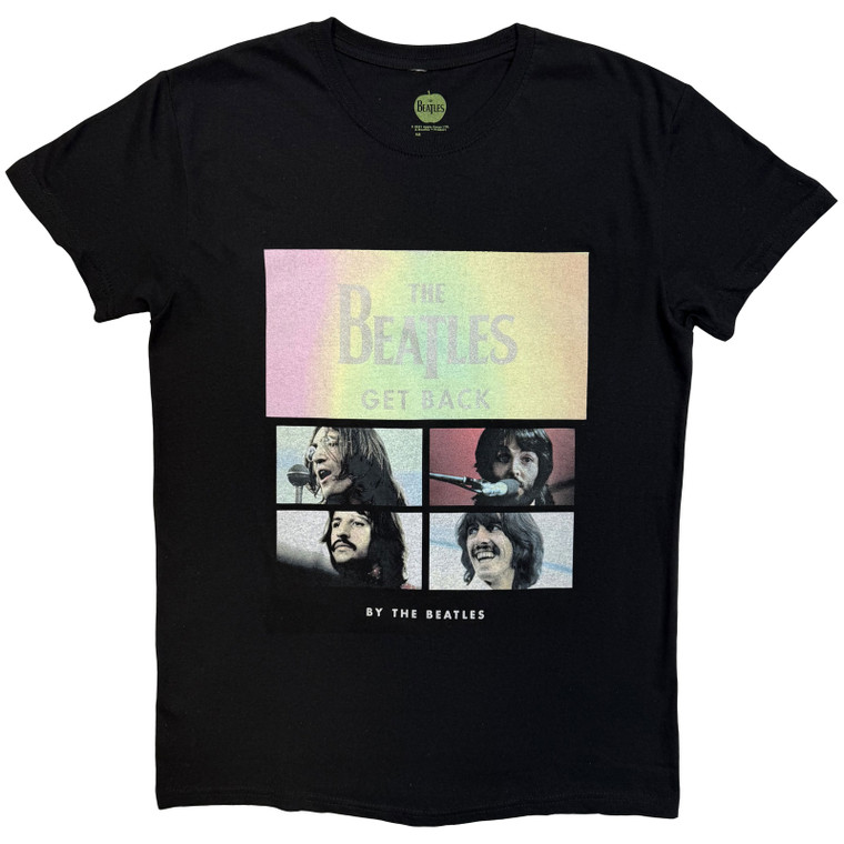 The Beatles Unisex T-Shirt: Album Faces Gradient Silver Printing (Black) (Embellished)