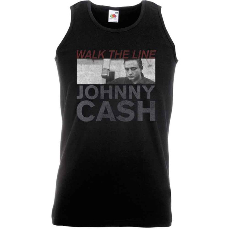 Johnny Cash Unisex Vest T-Shirt: Studio Shot (Black)