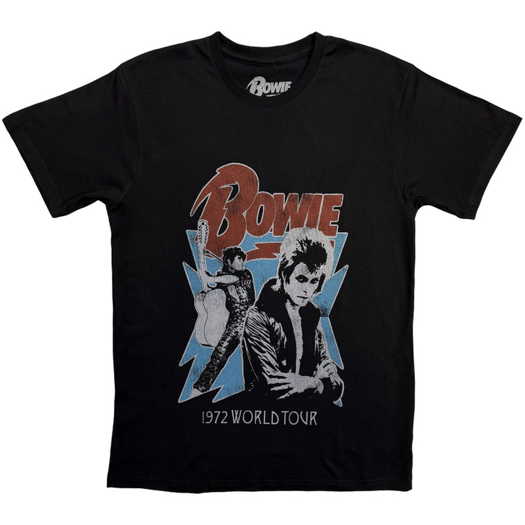 David Bowie Unisex T-Shirt: 1972 World Tour (Black)