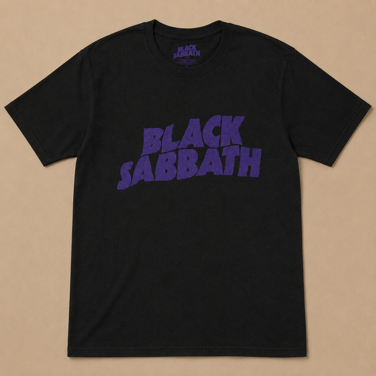 Black Sabbath Unisex T-Shirt: Wavy Logo Vintage (Black)