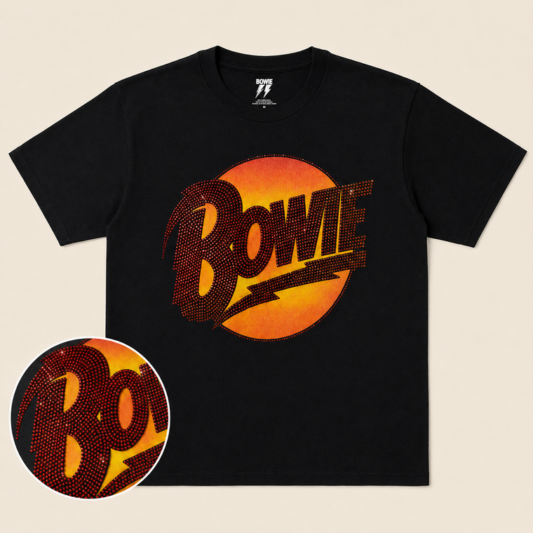 David Bowie Unisex T-Shirt: Diamond Dogs Logo (Black) (Embellished)