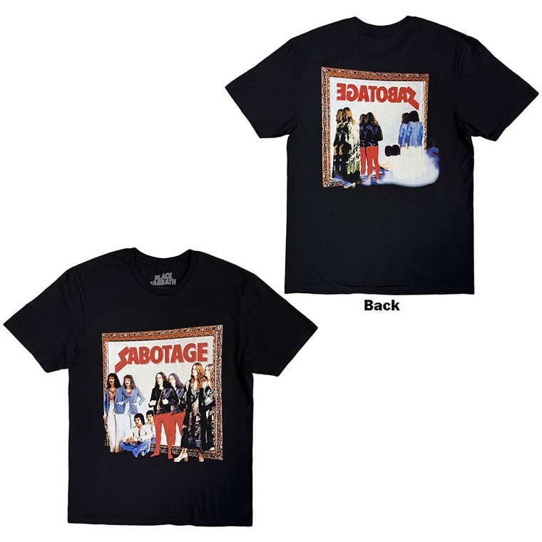Black Sabbath Unisex T-Shirt: Sabotage (Black) (Back Print)