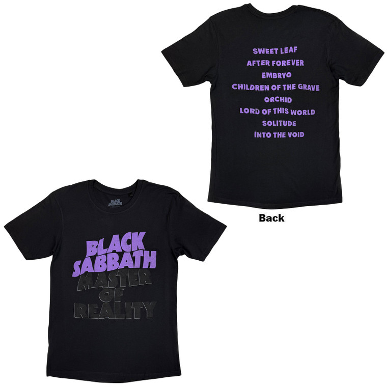Black Sabbath Unisex T-Shirt: Masters of Reality Album (Black) (Back Print)