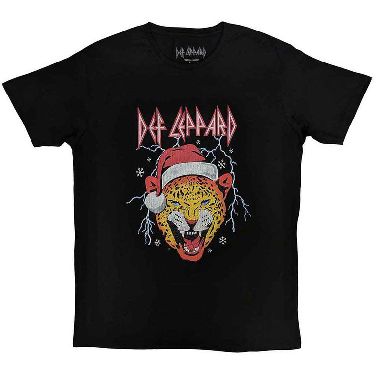 Def Leppard Unisex T-Shirt: Holiday Leppard (Black)