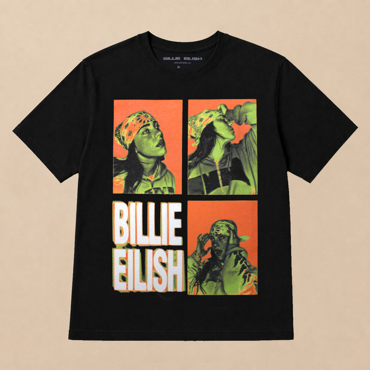 Billie Eilish Unisex T-Shirt: 3 Photo Logo (Black)