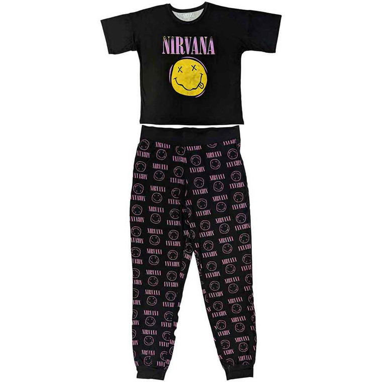 Nirvana Ladies Pyjamas: Xerox Smile Pink (Black)