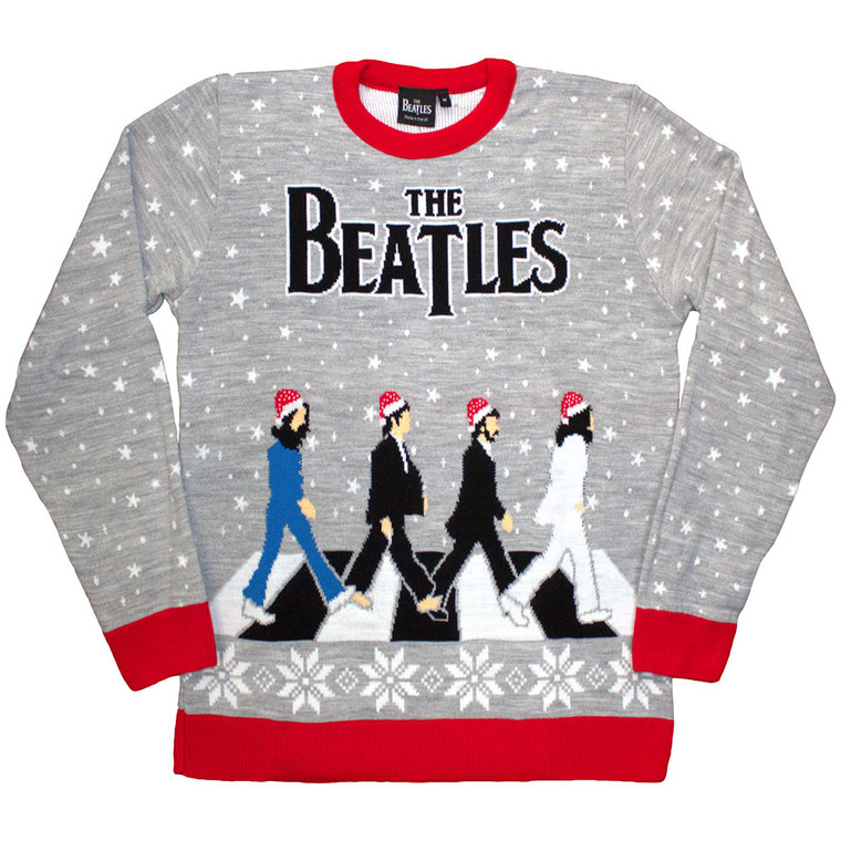 The Beatles Unisex Jumper: Drop T / Abbey Road Xmas (Grey)