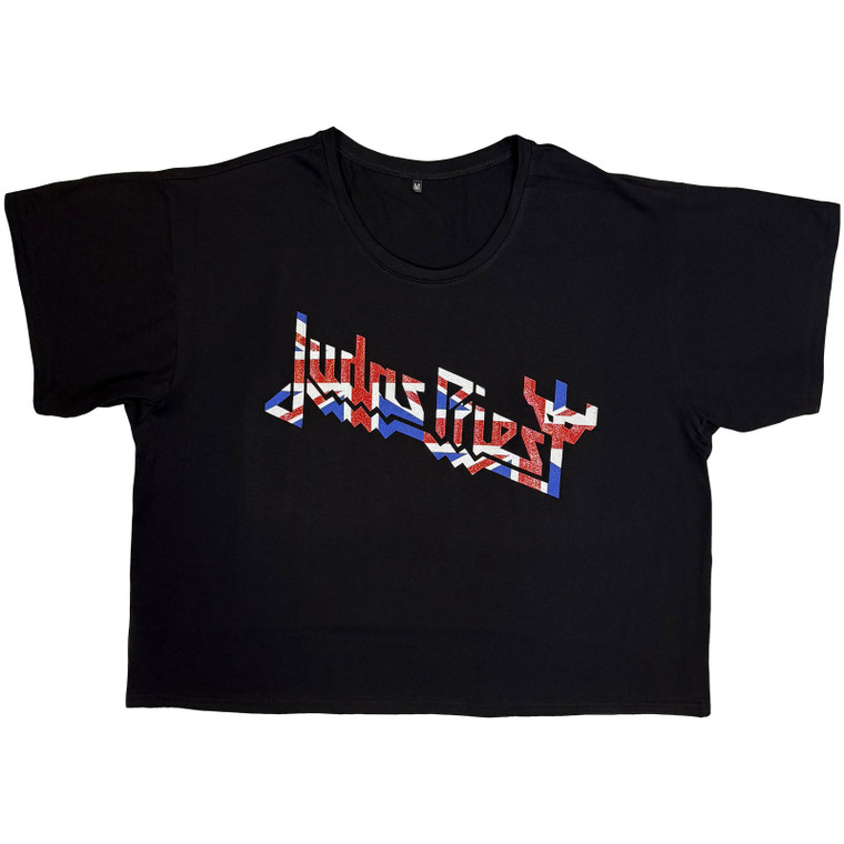 Judas Priest Ladies T-Shirt: Union (Black) (Boxy Style/Glitter Print)