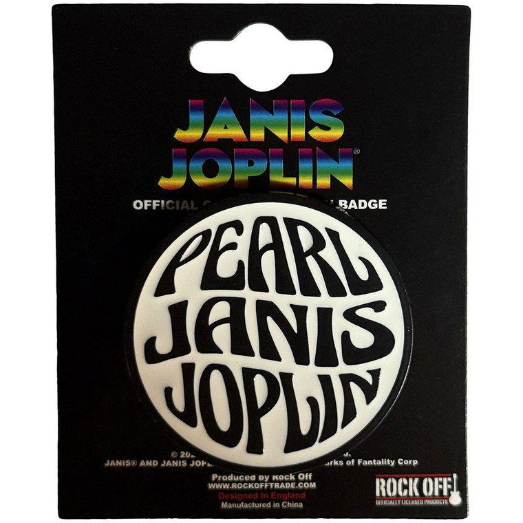 Janis Joplin Pin Badge: Pearl Emblem Mono